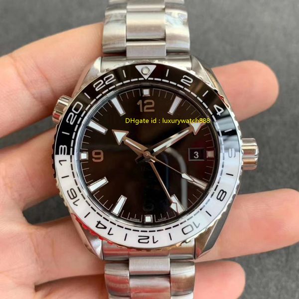 

новые роскошные мужские часы gmt автоматические механические наручные часы водонепроницаемый черный белый керамика безель высокое качество с, Slivery;brown