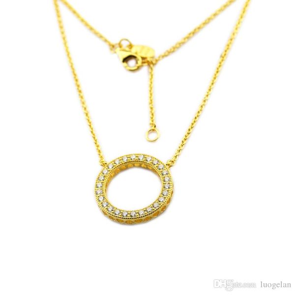 

compatible with pandora jewelry 925 sterling silver gold-plated hearts necklace for women original fashion pendants charms jewelry