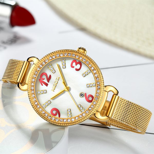 

relogio feminino nibosi women watches brand luxury dress quartz watches business ultra thin mesh belt women wristwatches, Slivery;brown
