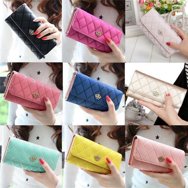 

2019 fashion women leather bifold wallet clutch card holders coin purse lady long handbag, Red;black