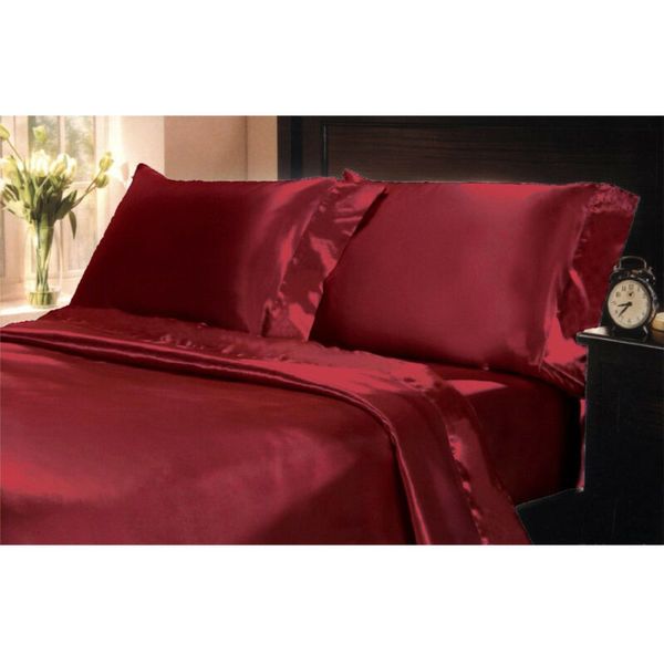 US Sell 2Pcs Solid Silk Pillow Case Cushion Cover Pillowcase Standard Queen Size