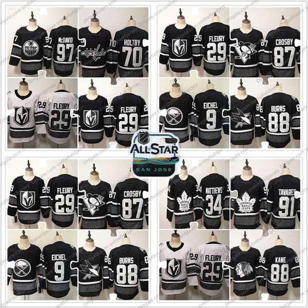 

2019 nhl all-star game ice hockey jersey 97 connor mcdavid 91 john tavares 88 patrick kane 70 braden holtby s-3xl, Black;red