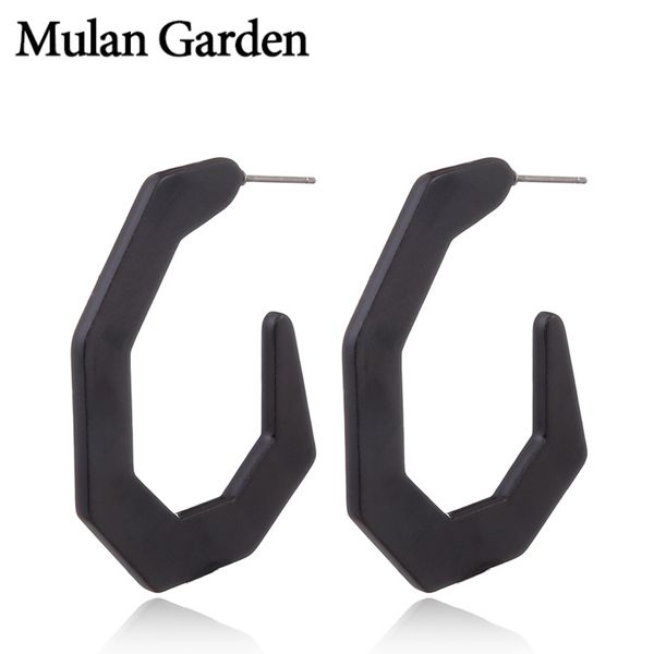 

m&g black geometric acrylic hoop earrings for women big blue acetate resin fashion earrings hoops resin jewelry 2019 accessories, Golden;silver