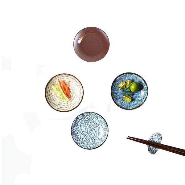 

set of 4 zen japanese ceramic dishes for dipping sauce ceramic chopsticks holder rest stand for spoon fork knife assorted four pattern