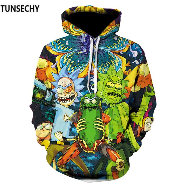 

tunsechy brand cosmos 2018 fashion brand 3d hoodies cartoon print women/men hoody casual hooded sweatshirts, Black