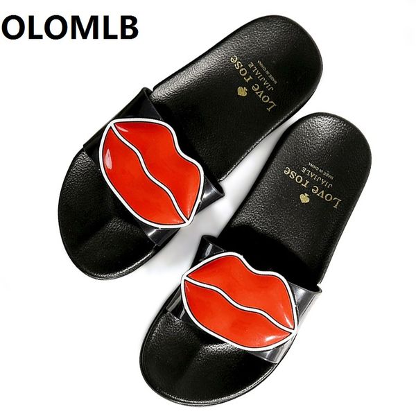 

women slippers flip flops fashion summer women lovely lips beach slippers platform thick soled sandals shoes zapatillas mujer, Black