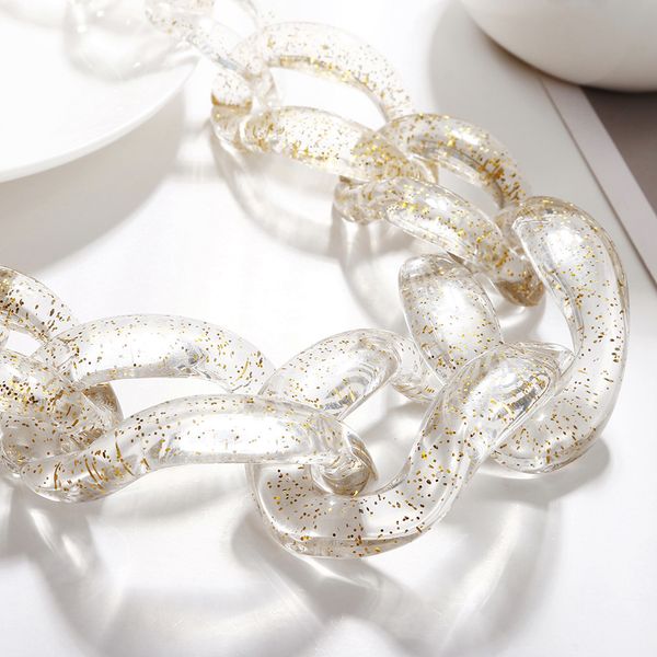 

fishsheep gold foil прозрачный акриловый ожерелье панк смола коренастый цепи большой подвеска воротник ожерелье для женщин заявление подарка, Golden;silver