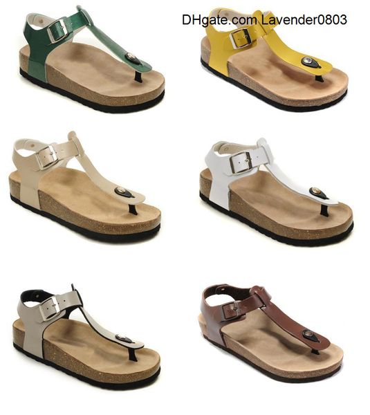 

bokon 2020 brand cow leather shoes for men women wholesale flats cork sandals casual summer beach slippers with buckle flip, Black