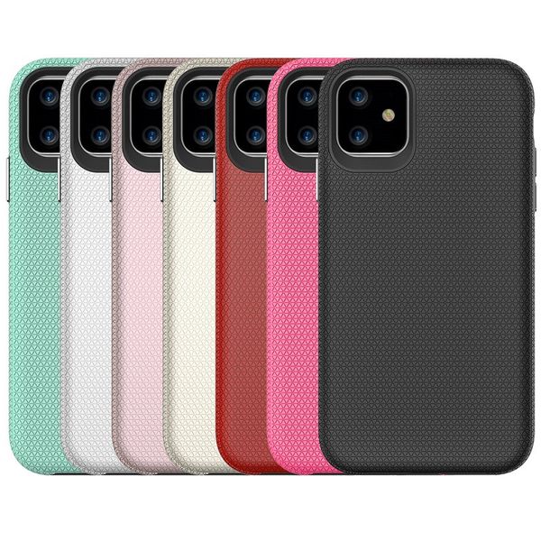 

triangle texture 2 in 1 hybrid armor case rugged shockproof case cover for iphone 11 xr xs max 7 8 plus samsung s20 plus s20 a51 a71 note 10