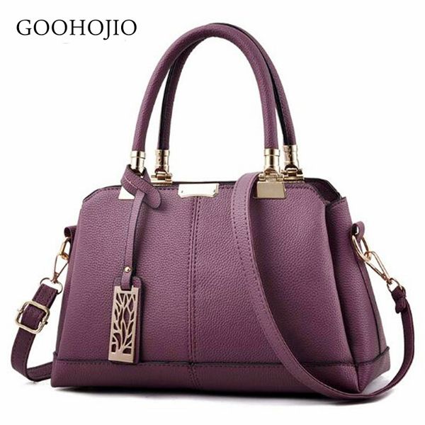 

goohojio leather women bag tree branches metal decor handbags lady shoulder crossbody messenger bag female purse tote