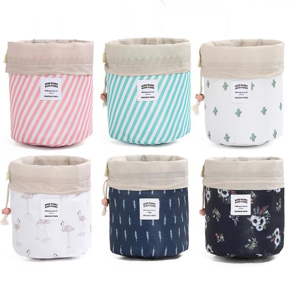 

oxford cloth travel cosmetic bags storage round wash kit bag portable lady girl case makeup brushes organizer storage bags pouch