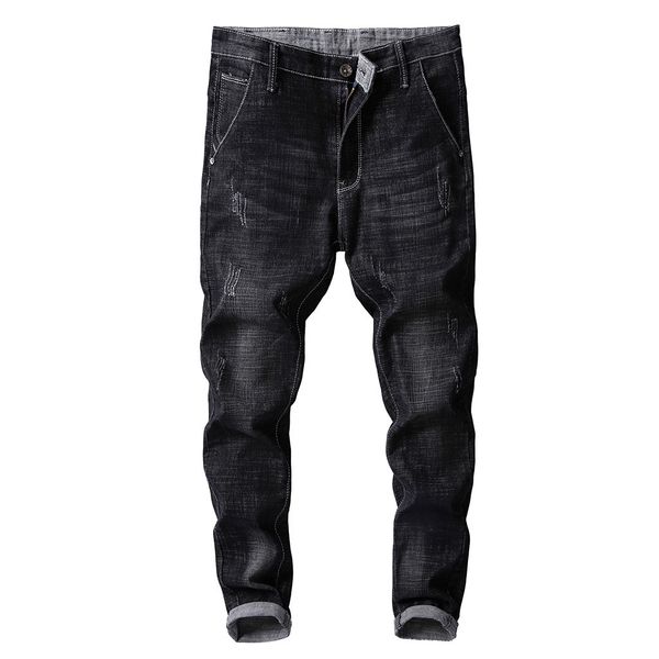 

tactical pants fashion men's casual personality slim fit denim jeans pants harem men pantalon homme, Black