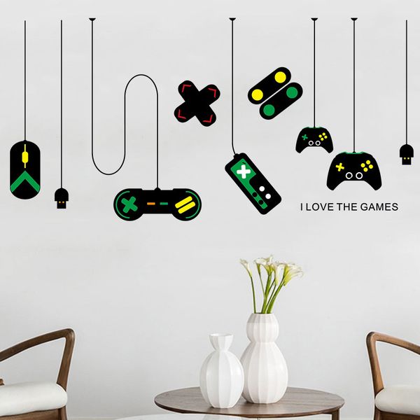 Creative Gamepad Wall Stickers For Gaming Room Bedroom Internet Cafes Background Decor Vinyl Self Friendly Art Wall Decals For Kids Wall Art Stickers