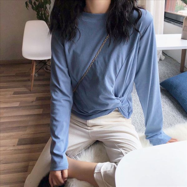 

tjjnz women's autumn round collar side knot long sleeve t-shirt 3965 tjjnz women's autumn round collar side knot long sleeve t-shi, White