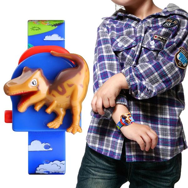 

skmei cute cartoon dinosaur -up detachable printed band kids digital watch, Blue