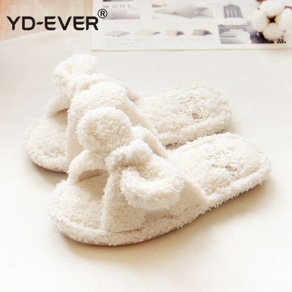 

flock bowtie spring summer women home slippers for indoor bedroom house soft bottom cotton warm shoes guests flats, Black