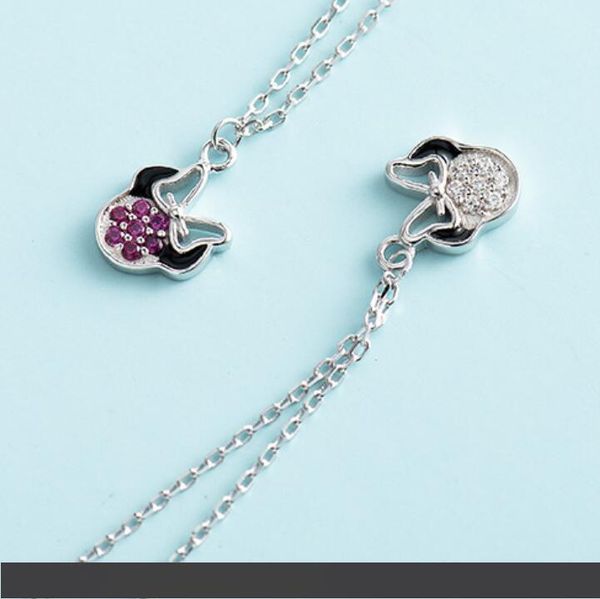 

luxury jewelry s925 sterling silver necklace for women mouse pendant lovely fashion of shipping