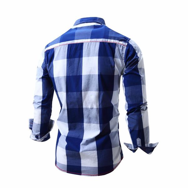 

single breasted spring new men 's plaid shirt cotton business fashion casual long -sleeved shirt dress shirts brand clothes super, White;black