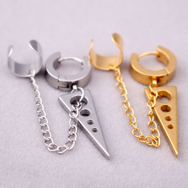 

36pcs Punk Cool Women Clip On Earrings Trilateral Clip cartilage Tassel Chain Ear Cuff Stainless Steel Jewelry For Men Piercing
