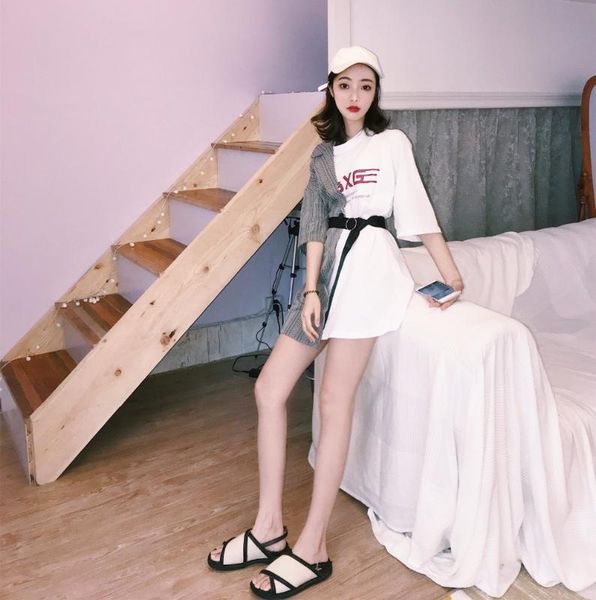 

new lattice stitching fake two piece letter dress women's clothes japan kawaii retro female korean harajuku dresses for women, White;black
