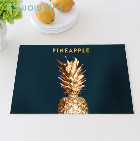 

golden pineapple bronzing placemat cotton linen tables cloth western table mat placemat for dining table for kitchen stuff