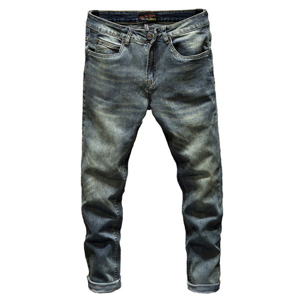

mens designer jeans straight tube slim casual long pants fashion fashion pants, Blue