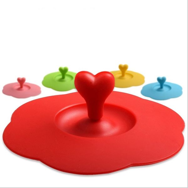 

heart silicone leakproof coffee mug suction lid cap airtight seal cup cover eco-friendly other dinnerware