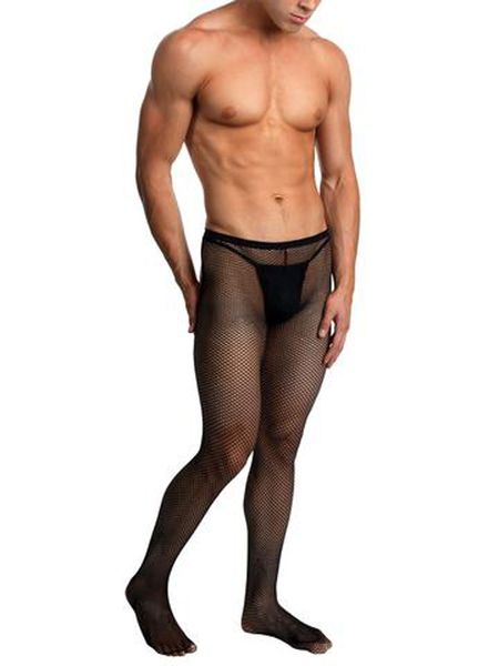 

2017 mesh pantyhose velvet hollow pant fishnet tights stockings mens pantyhose stocking men's nets gay men's, Black