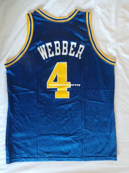 

champion chris webber #4 sewn jersey vintage 90s rookie mens vest size xs-6xl stitched basketball jerseys ncaa, Black;blue