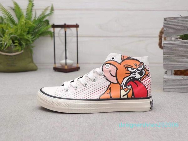 

2019 new hand-painted companion x convase chuck star 1970 hi high canvas shoes comfortable designer skateboard shoes fashion sneakers d06, Black