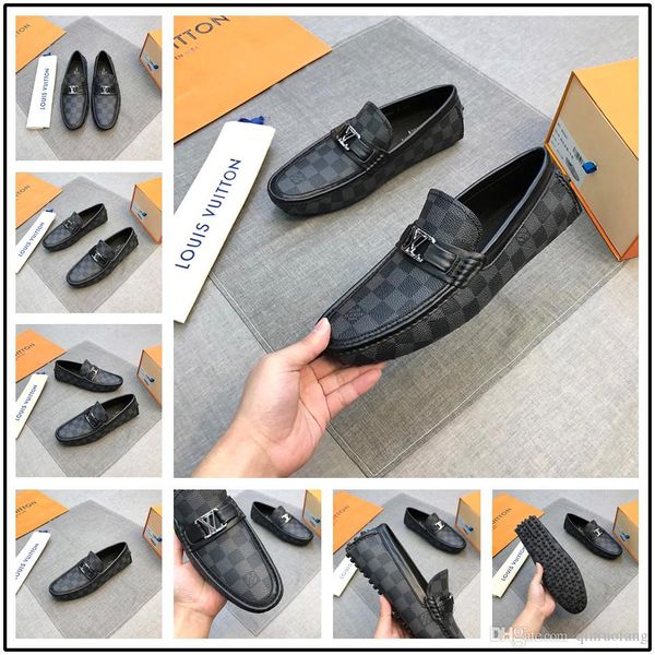 

newst designer dress shoe men's casual shoes luxury brands crocodile leather italian loafers men moccasins slip on boat shoes plus size, Black