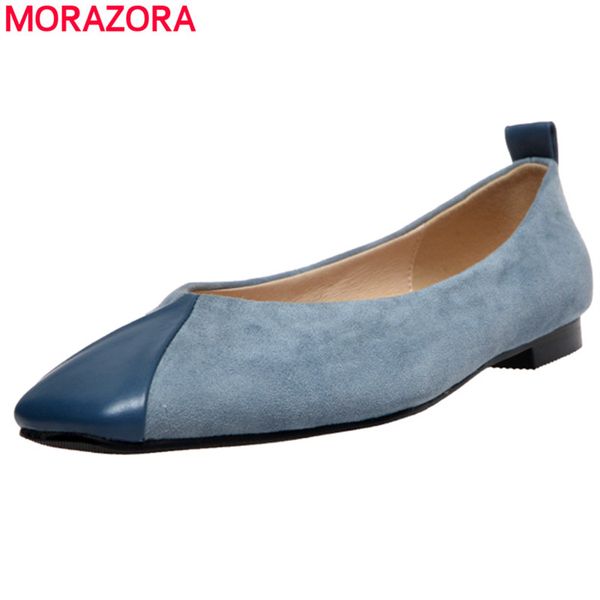 

morazora plus size 34-43 genuine leather shoes women flat shoes slip on loafers ladies casual mixed color flat female, Black