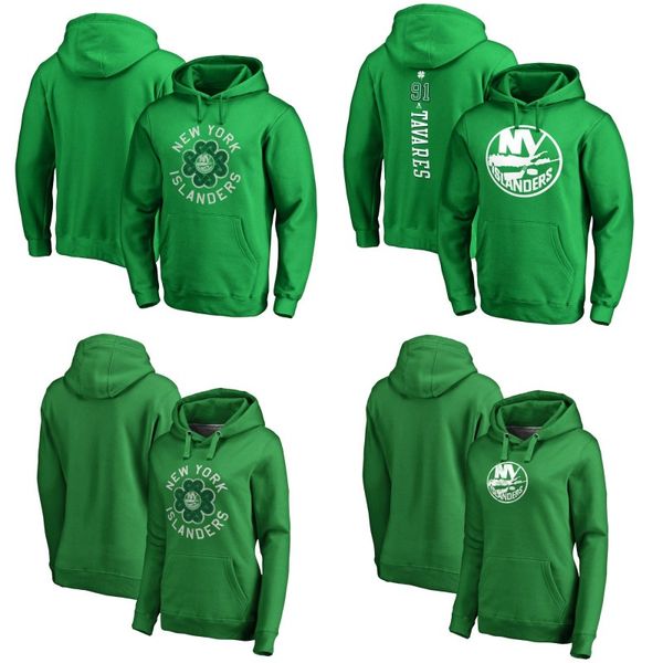 

New York Islanders Green St. Patrick's Day Luck Tradition Pullover Hoodie 13 Mathew Barzal 27 Anders Lee 53 Casey Cizikas Hockey Jerseys