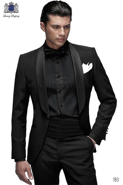 

handsome one button groomsmen shawl lapel groom tuxedos men suits wedding/prom/dinner man blazer(jacket+pants+tie) aa154, Black;gray