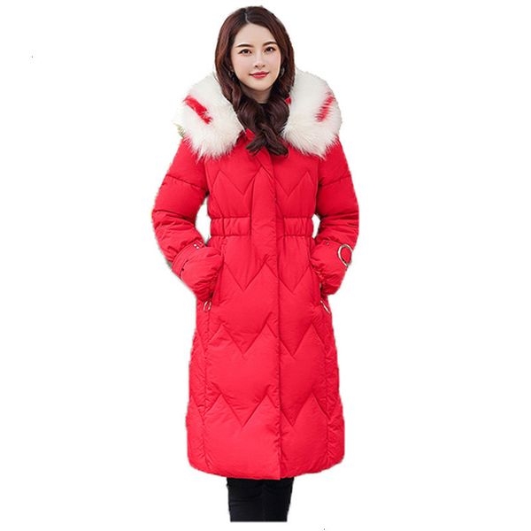 

parka coat women white yellow pink 3xl plus size jacket winter new korean hooded loose fashion plus thick warmth clothing lr470, Black