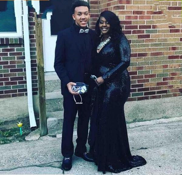 

bling длинные рукава блестки русалка вечерние платья 2019 новые декольте декольте с скользящим шлейфом пром платья для женщин вечерние плать, Black;red