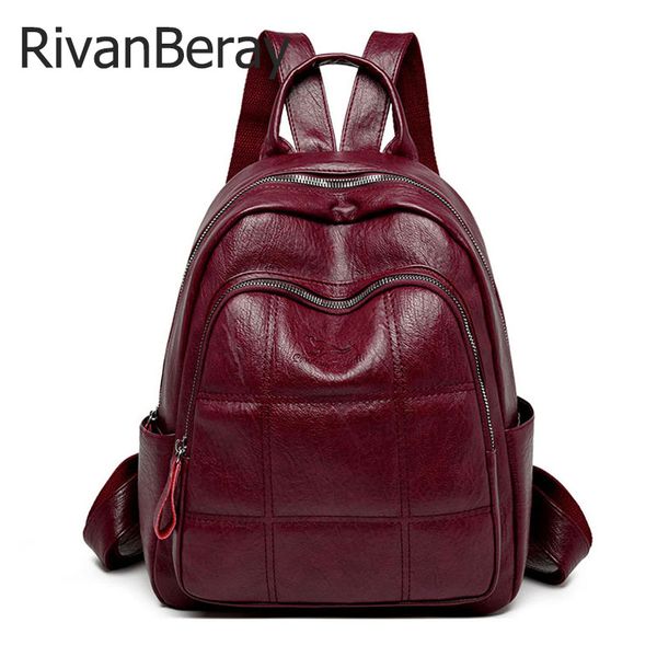 

fashion anti theft women backpack purse soft leather school back pack feminine student shoulder bookbag casual daily travel bags