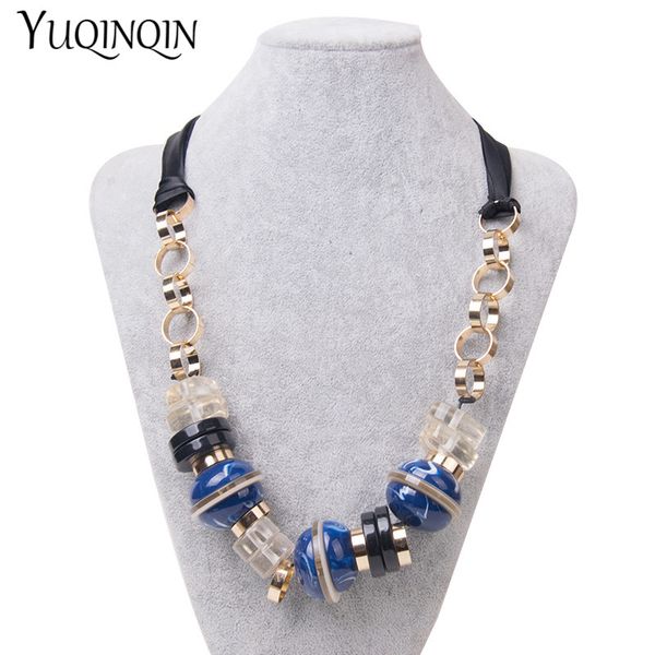 

short fashion beaded chokers necklaces for women acrylic african metal chain gold necklace jewelry rope bead necklace circle, Golden;silver