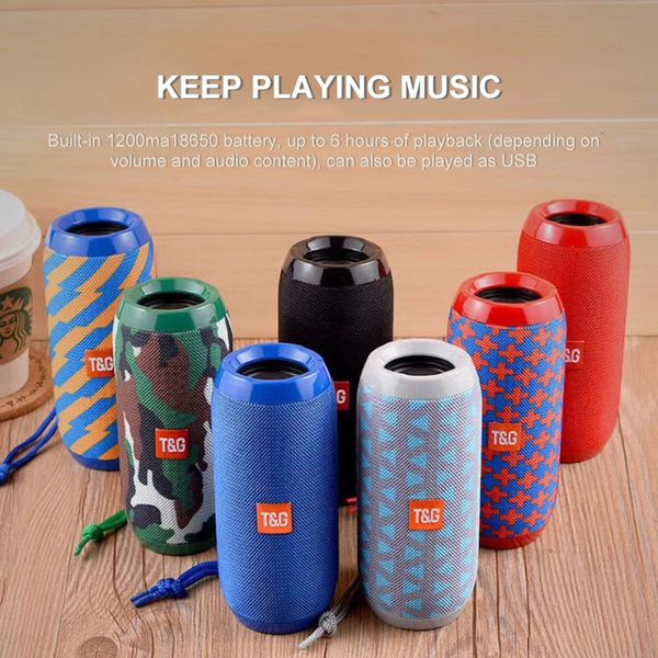 

tg165 portable bluetooth speaker stereo leather column 5 flash style led subwoofer wireless outdoor music box fm radio tf cardwaterproof blu