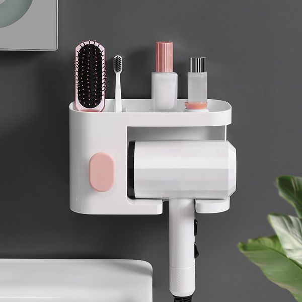 

punch-bathroom shelf wall mount hair dryer holder racks shelves for shampoo cosmetic toothbrush hanging shower rack