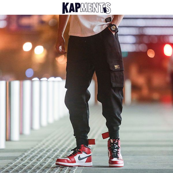 

kapments men streetwear baggy cargo pants 2020 overalls fashions harajuku black joggers pants male hip hop pockets trousers