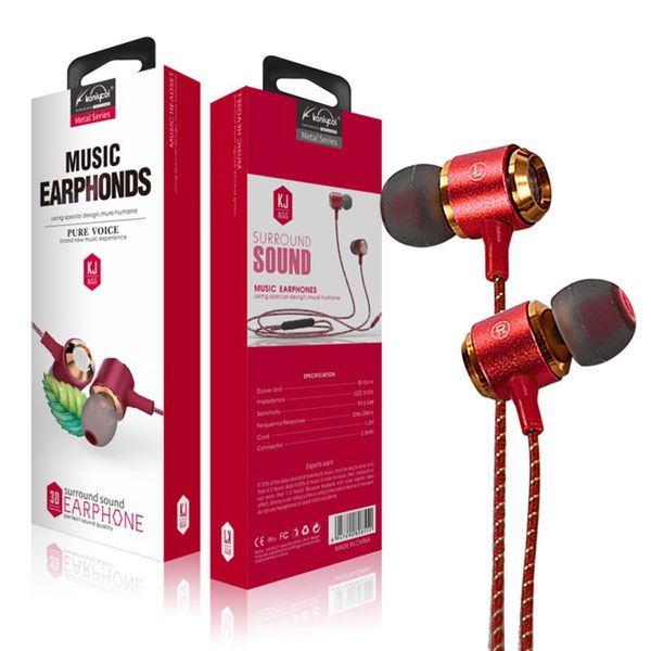 

Universal In Ear Headphones Wired Earphone With Mic Volume Control Metal Noise Cancelling Headset 3.5mm Jack Earset HIFI Earbuds For Android