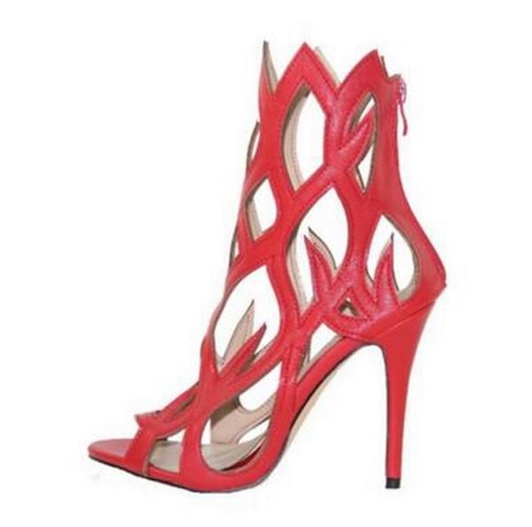 

summer fashion women high heels sandals hollow fire nightclub high-heeled black leather fish mouth shoes cut-outs party dress cs01