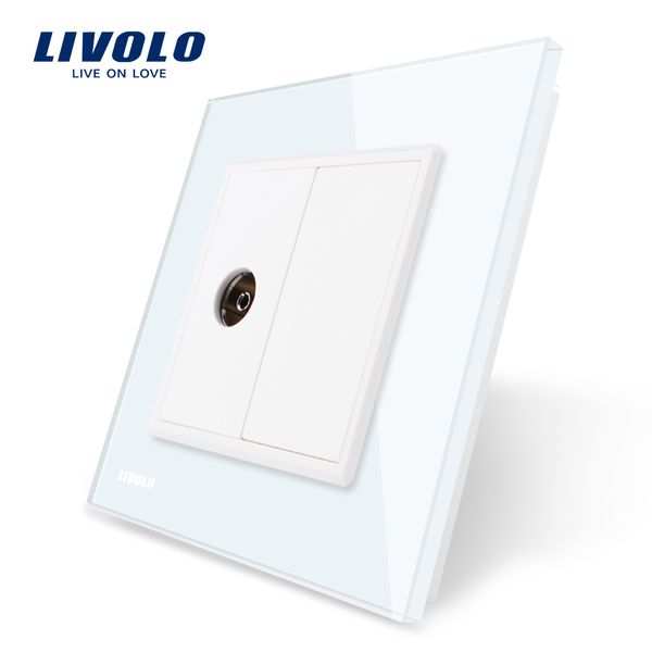 

livolo eu standard оптовая / розничная, 4colors хрустального стекла панели, 1 gang tv розетка / розетка, без адаптера штепсельной вилки