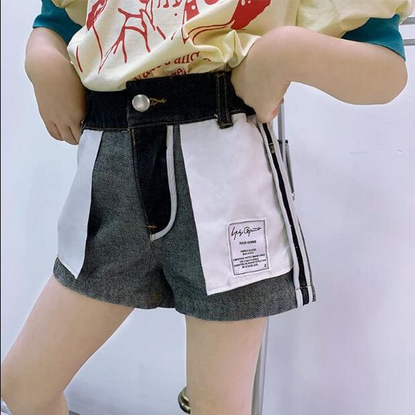 

2020 new wholesale girls denim shorts patchwork summer fashion girls shorts 4-10 t f297, Black