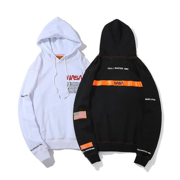 

luxury designer mens hoodies nas joint name autumn winter plus thicken hooded sweater fashion men women casual lovers, Black