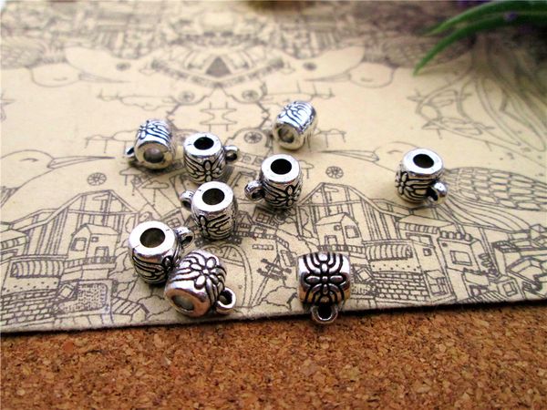 

90pcs-- 9*6mm antique silver flower beads charms pendant jewelry findings, Bronze;silver