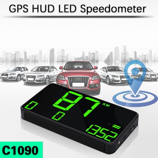 

green screen display car gps hud speedometer c1090 is compatible with all cars and trucks using gps signal guidance to calculate