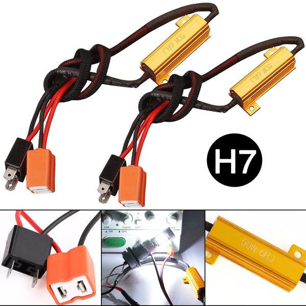 

2pcs 50w 6rj h7 headlight load resistor led canbus car fog lamps decoder error warning resistance decoder cancel led turn signal resistor
