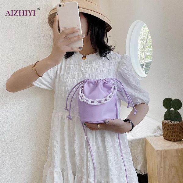 

casual small drawstring bucket bag women pu leather crossbody shoulder handbags fashion exquisite shopping bag